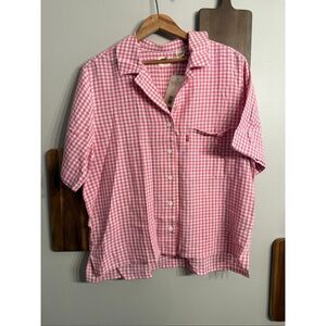 Levi’s Tameless Rose Iris Check Joyce Resort Boxy Button Up Shirt Large NWT